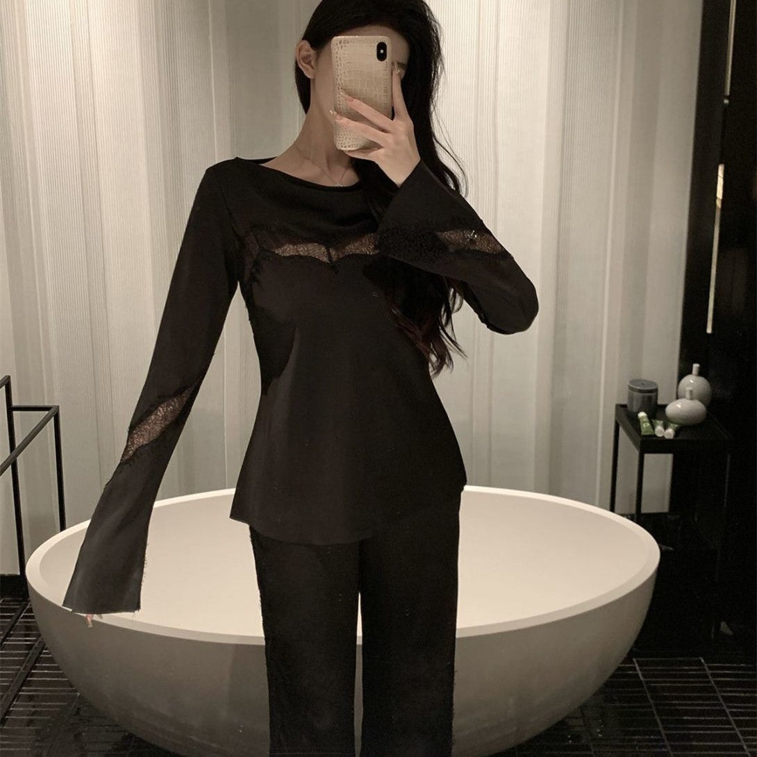 【Set】ブラウス+パンツ フェミニン2点セット Z8026