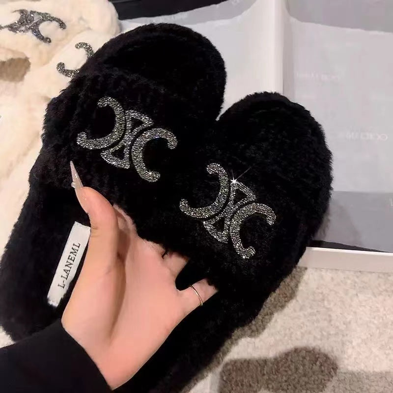 【Shoes】可愛いファースリッパ W13364