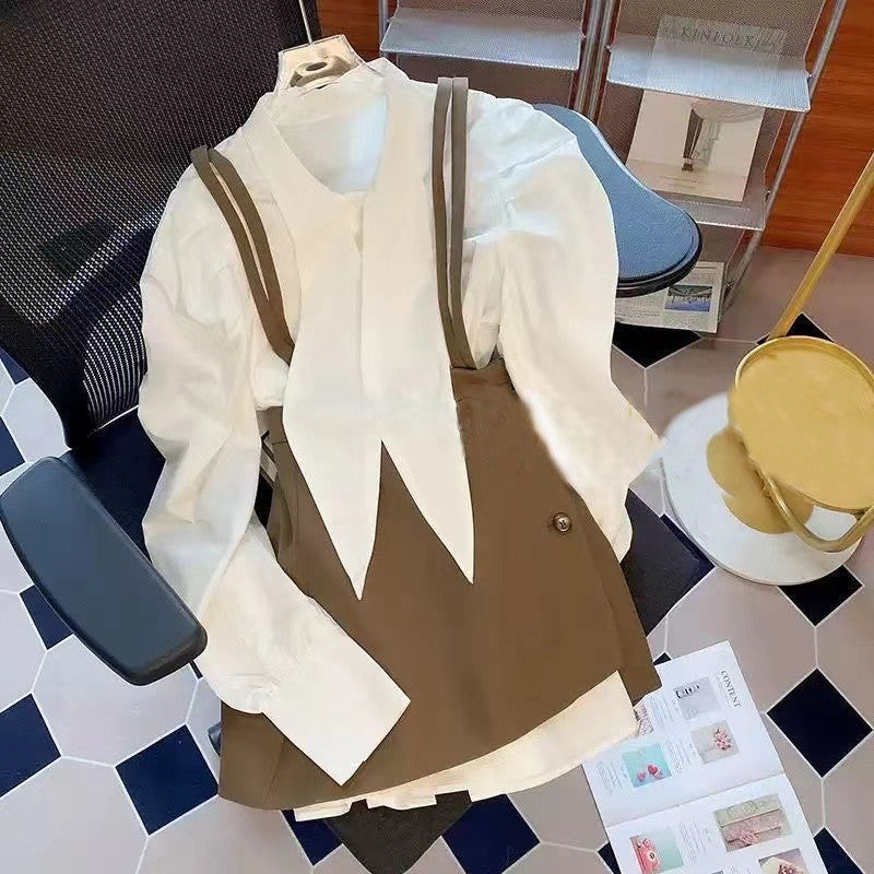 【Set】新入荷~シャツワンピース×スカート2点セット W9936