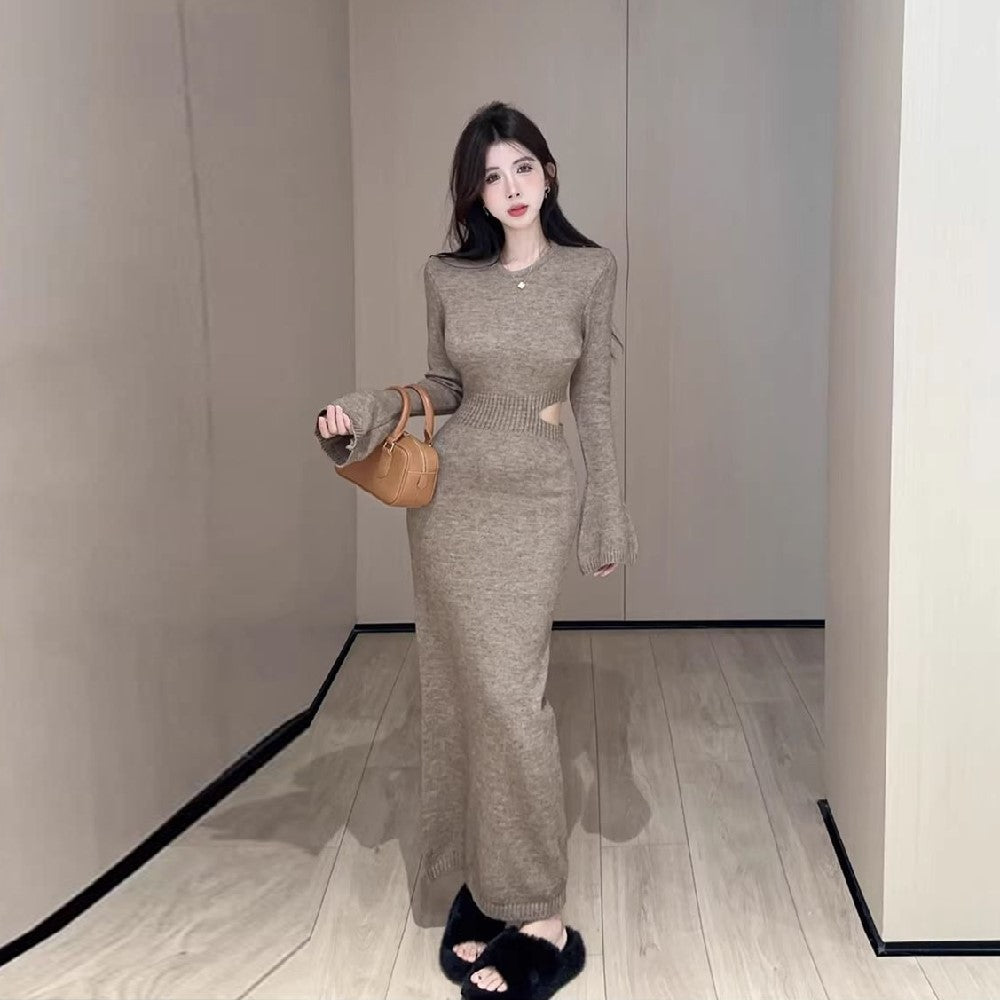 【Dress】透かし彫りニットワンピース Z7096