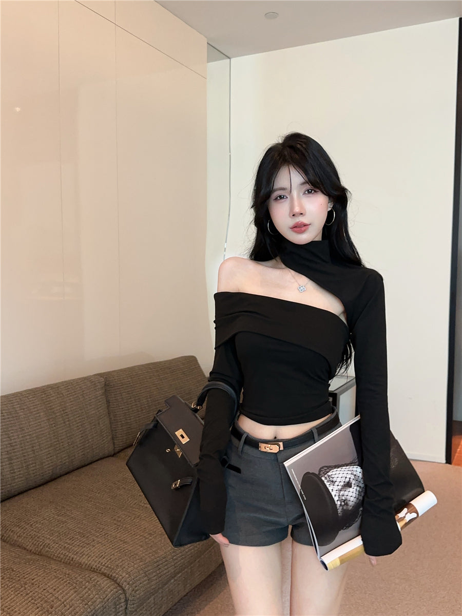 【Tops】透かし彫り長袖Tシャツ W14147