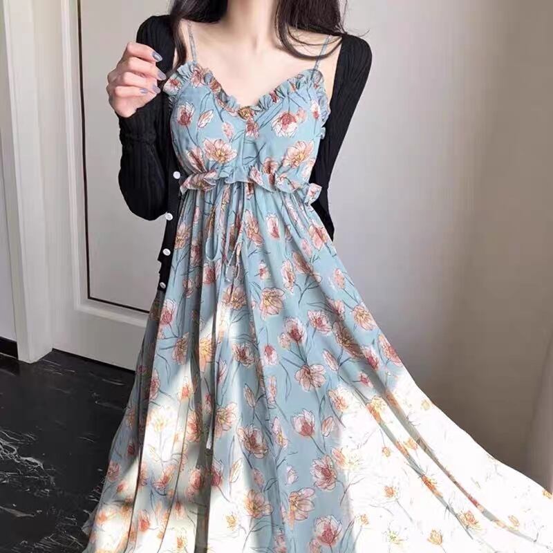 【dress】美人度アップレトロ気質満点スウィート森ガール花柄スカート