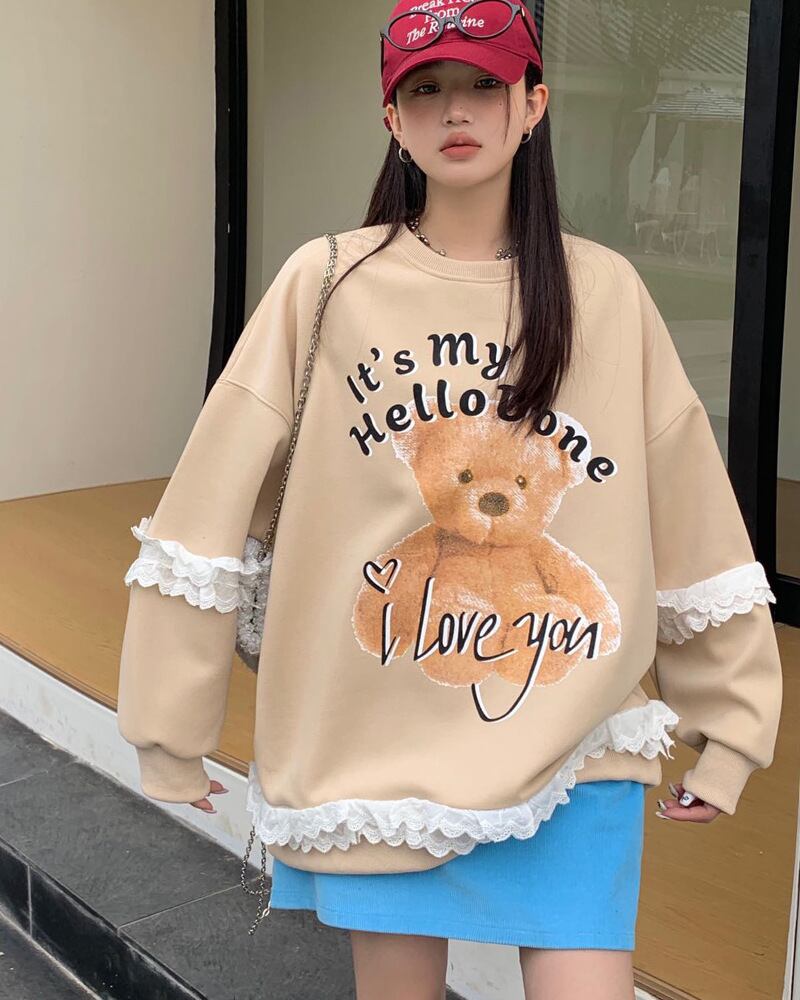 【tops】クマ柄プリントスウェットG19790