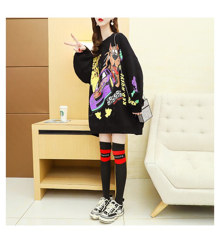 【tops】カートゥーンカジュアルパーカーゆったり3色着心地よい