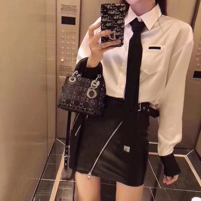 【Tops】配色シャツ W13109
