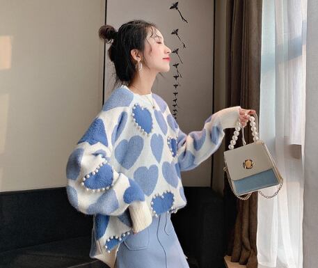 【tops】絶対流行!キュートスウィートハートセーター2色