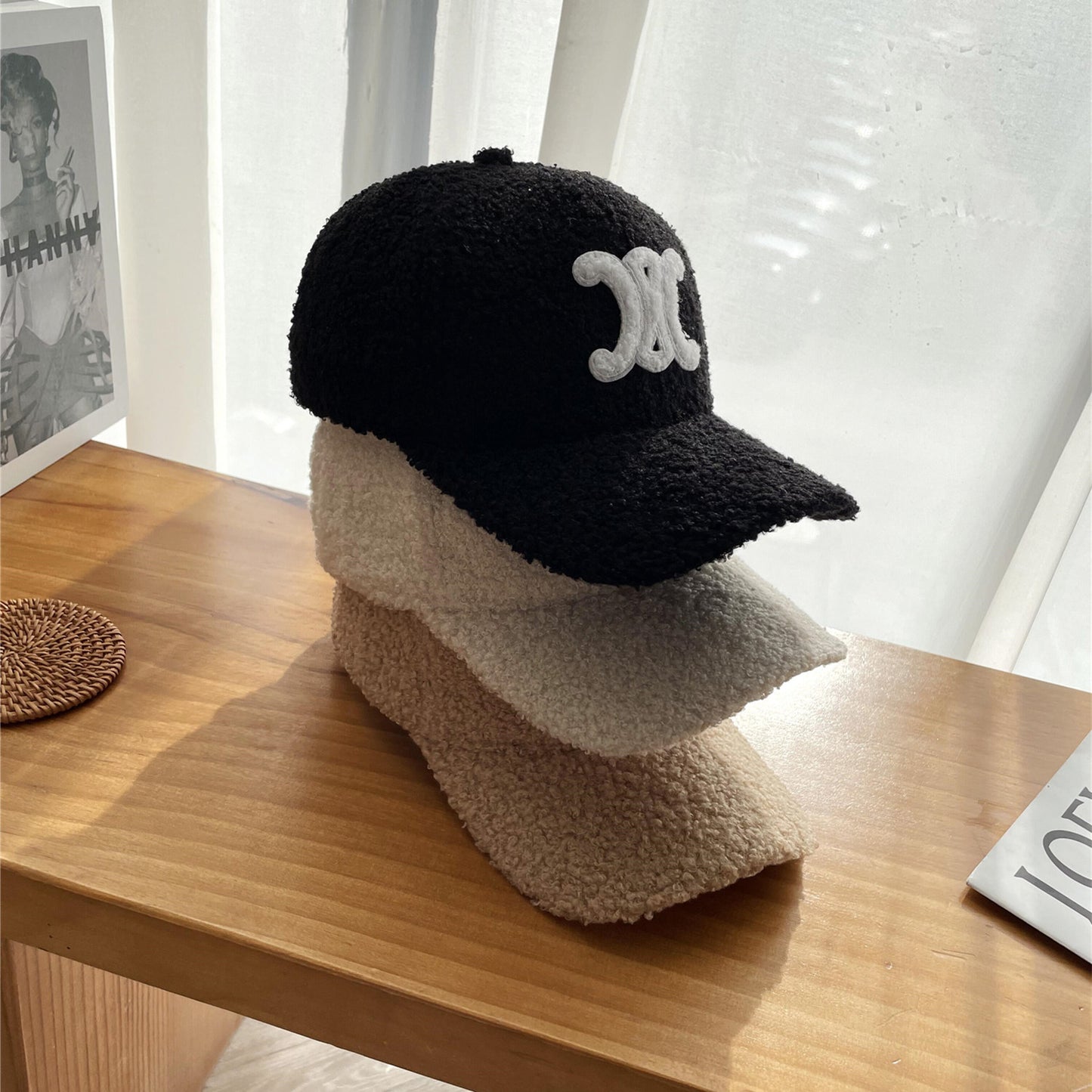 【雑貨】秋冬ラムウールボールキャップ W13896