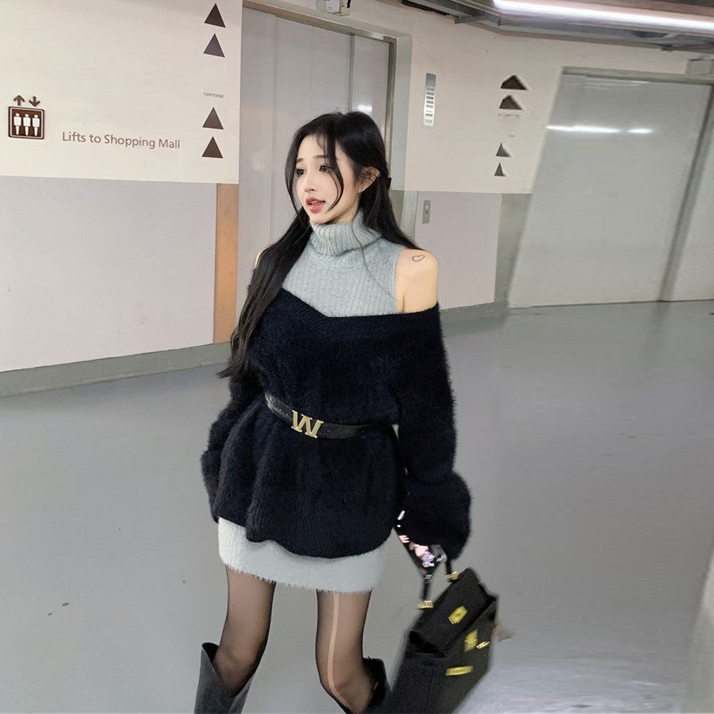 【Set】ワンピース+セーター 2点セット Z7921