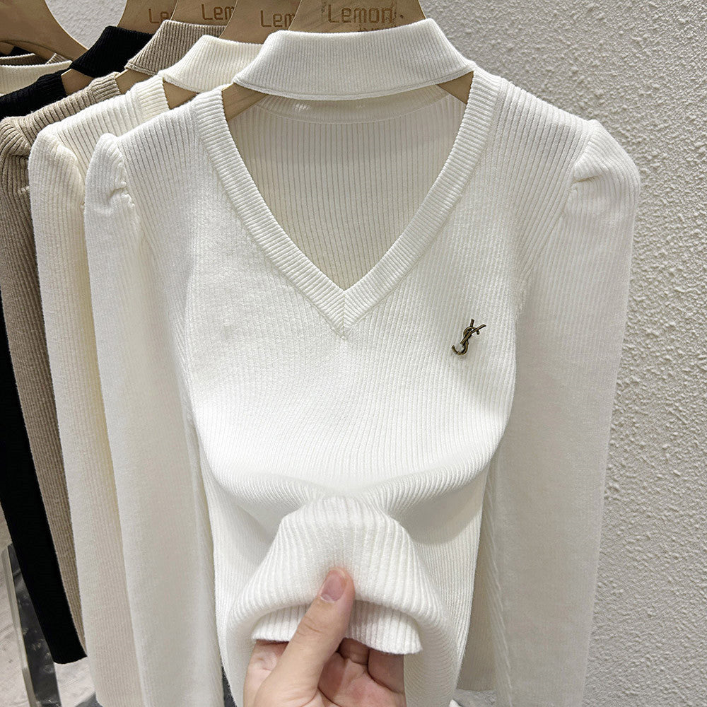 【Tops】透かし彫りニット W13145