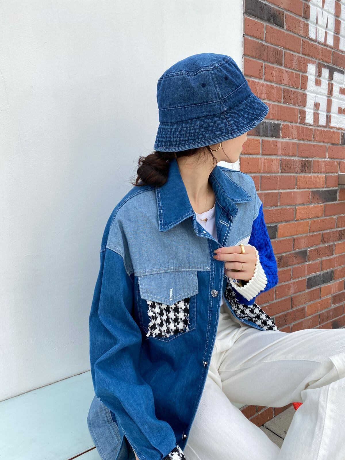 【outer】切り替えデニムジャケットF6904