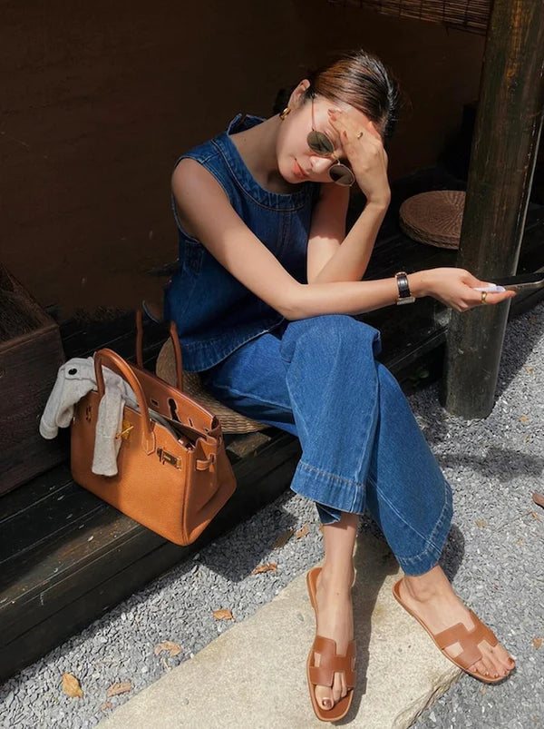 【Set】タンクトップ+フレアパンツ2点セット   W12754