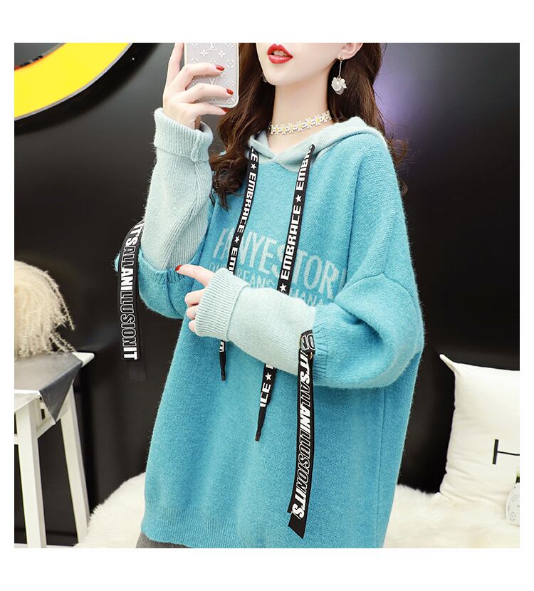 【tops】ファッションend清新!切り替えセーターゆったり2色