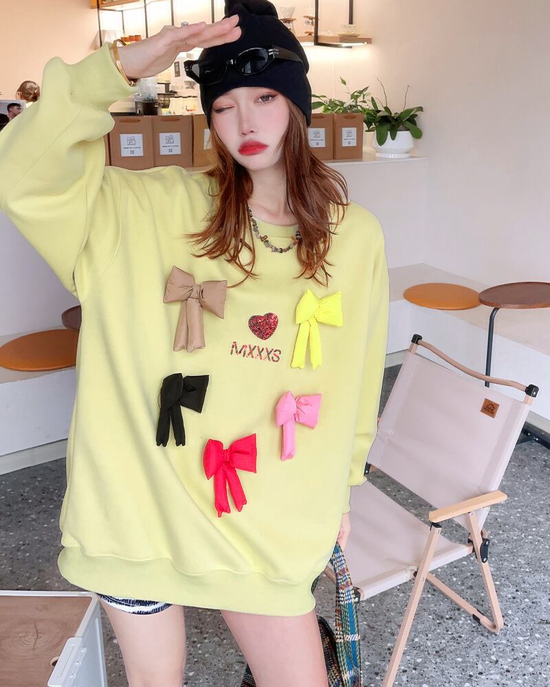 【tops】リボン付きスウェット N2411