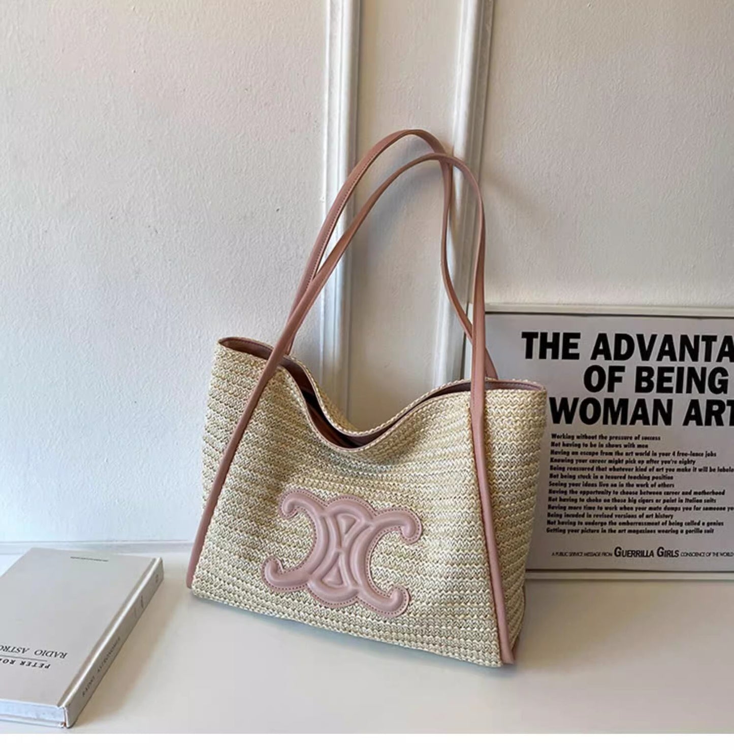 【雑貨】編み物大容量ハンドバック M22122