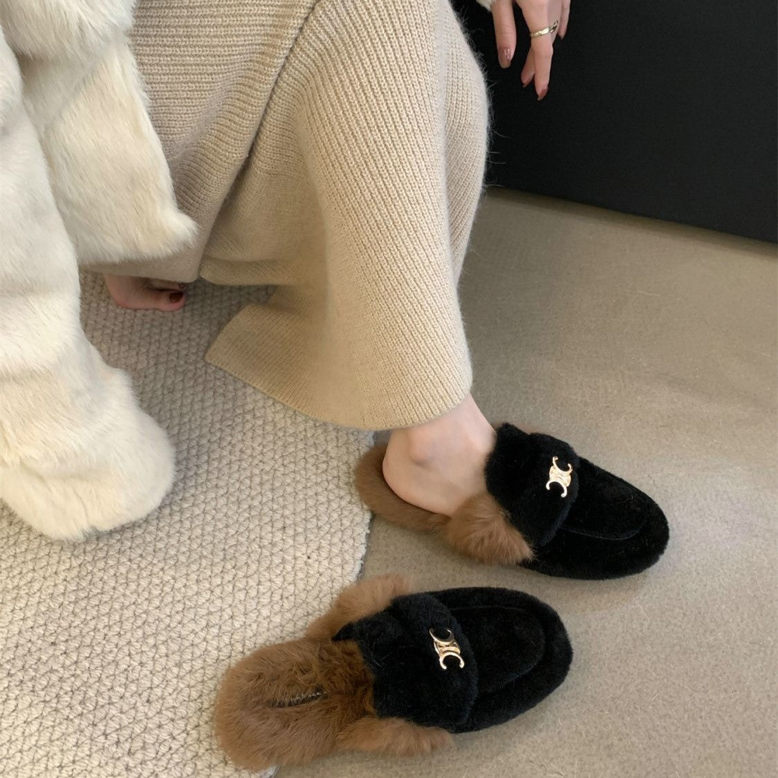 【Shoes】人気ファースリッパ Z8133