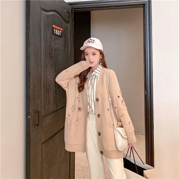 【outer】主役級気質アップ洋気ニットカーディガンゆったり3色