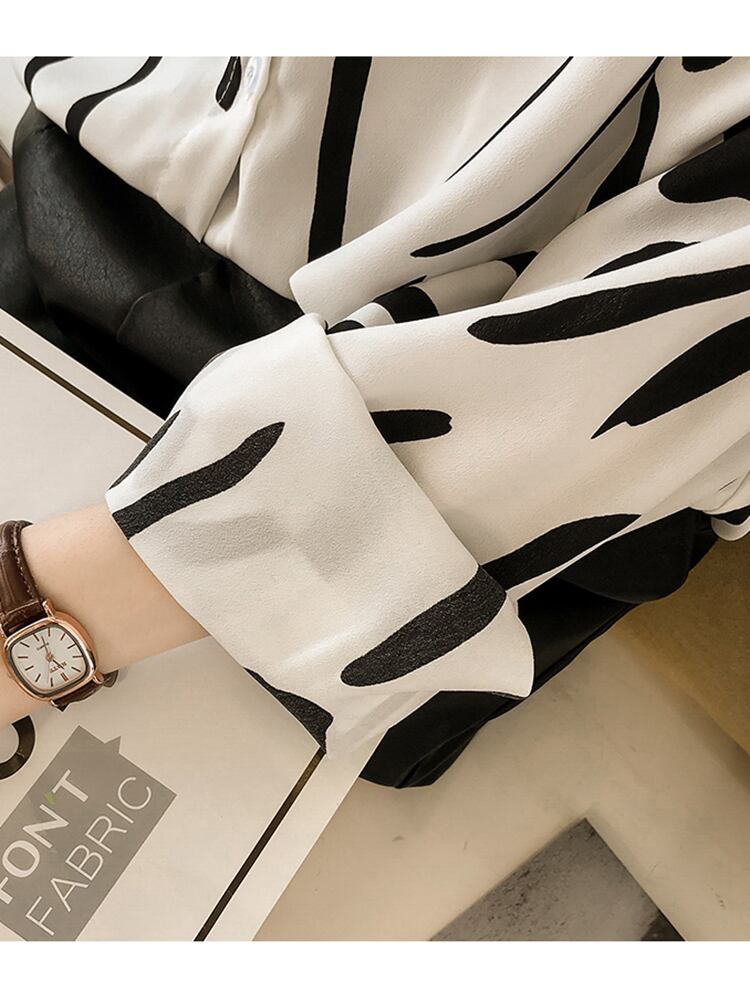 【tops】美人度アップ!韓国系ルーズ通勤デザインシフォンシャツ