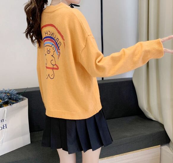 【tops】絶対流行!ガーリッシュキャンパスセーター4色