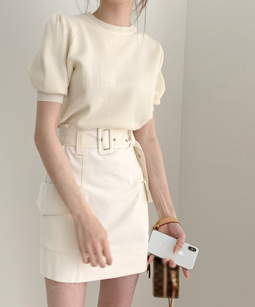 【Set】シンプルニット+スカートセット W11824