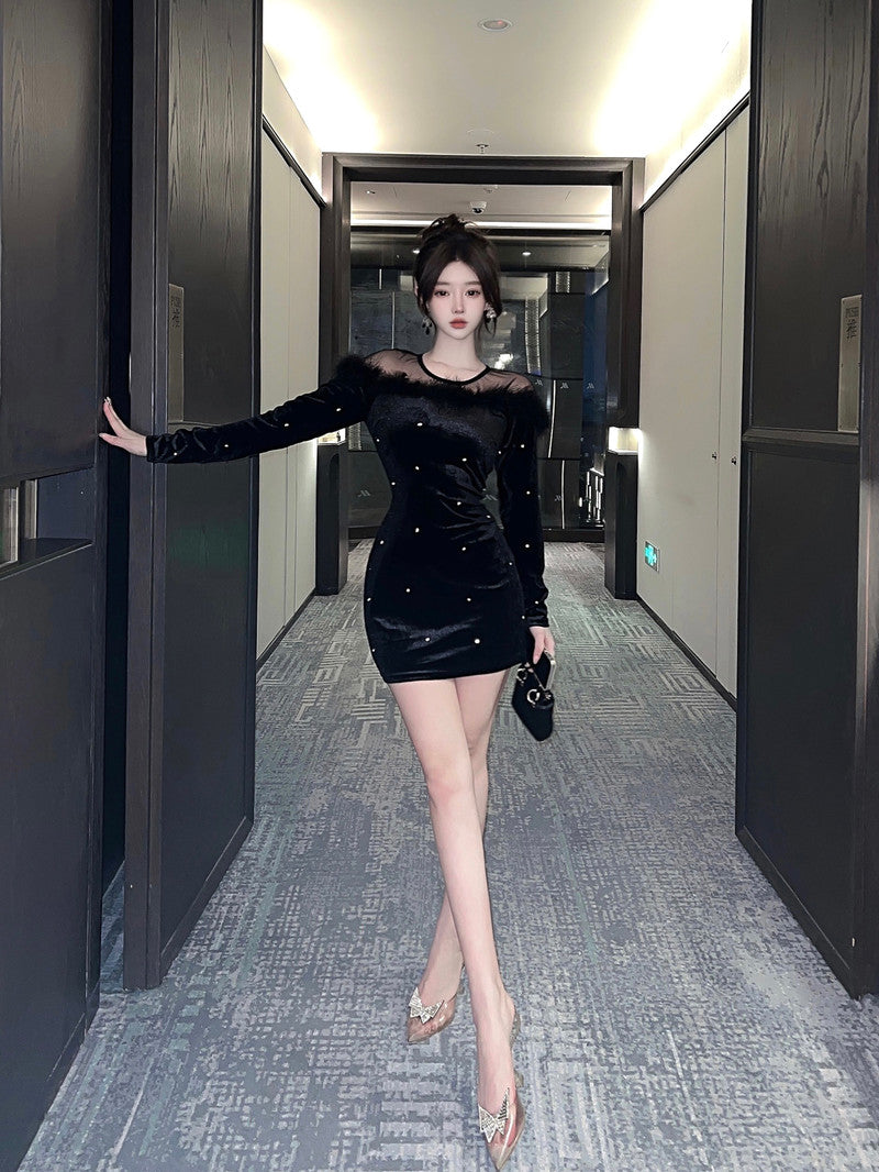 【Dress】レース切替ワンピース W14091