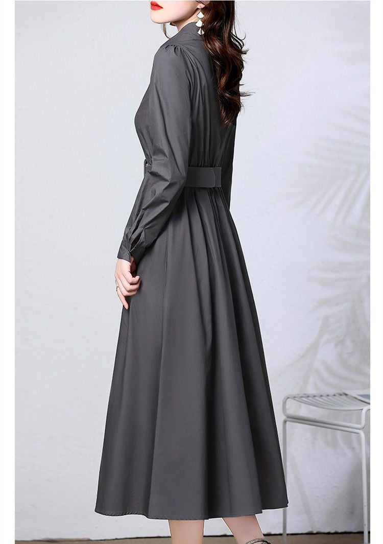 【Dress】3色展開シャツワンピース W8193