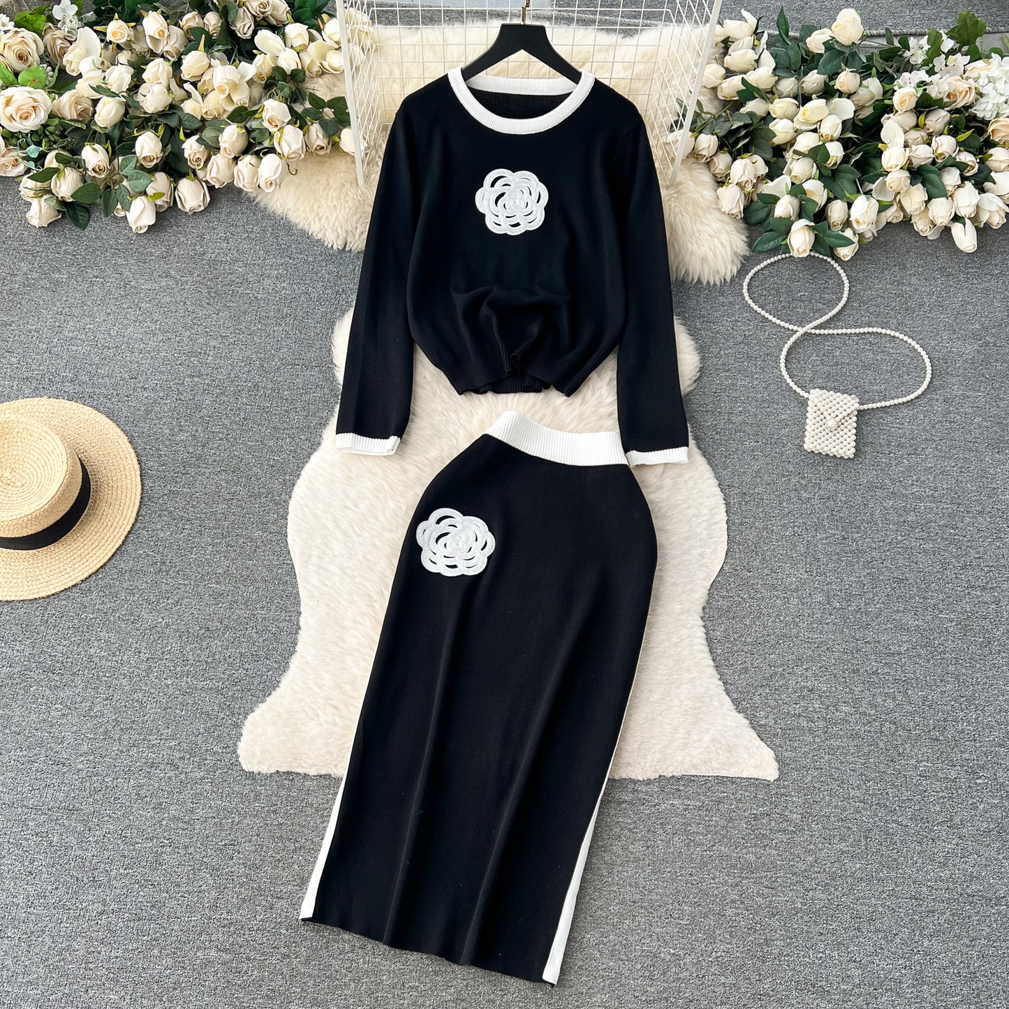 【Set】4色ニット2点セット W14097