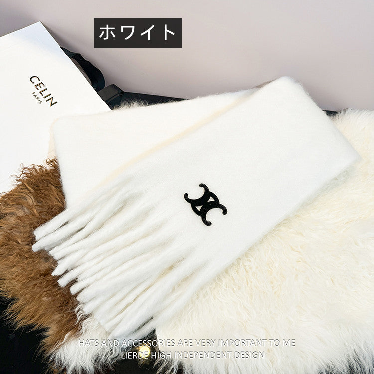 【雑貨】厚手フリンジマフラー W14654