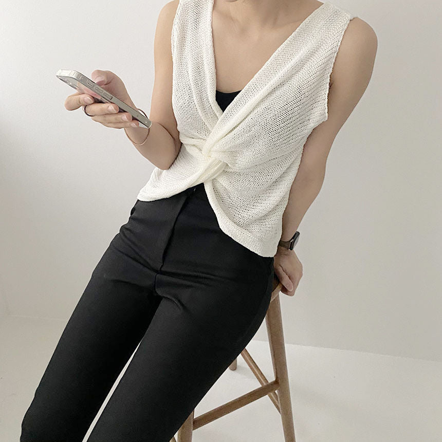 【Tops】3色展開ニットタンクトップ W13746