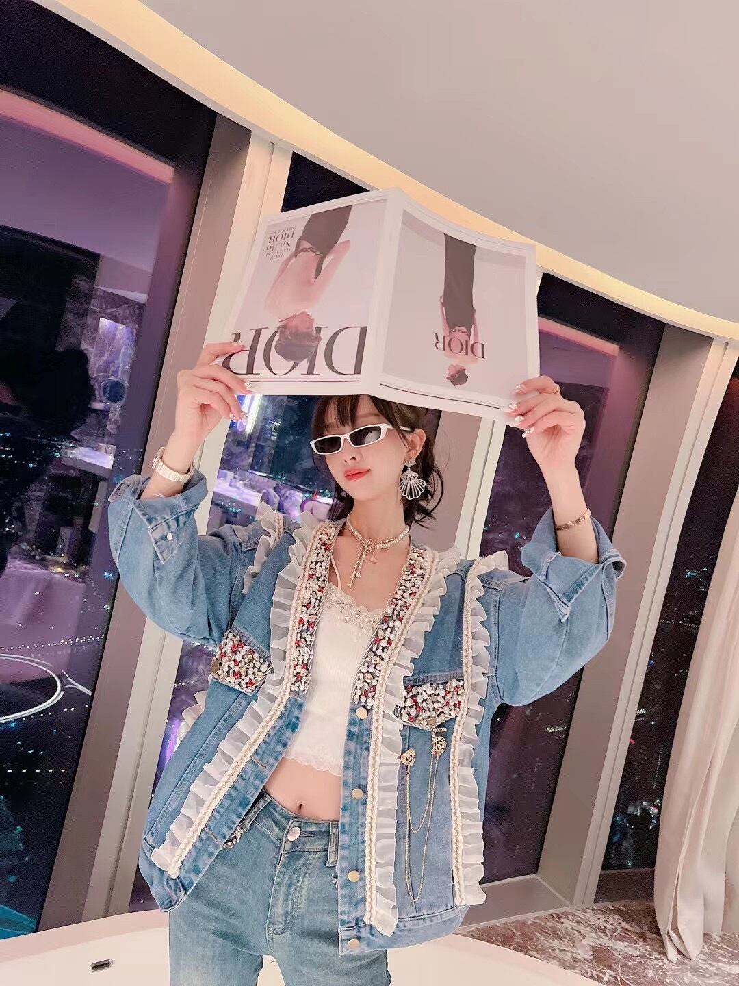 【outer】フリルデニムジャケット M21362