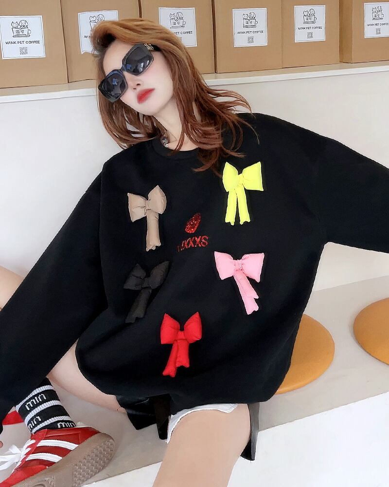 【tops】リボン付きスウェット N2411