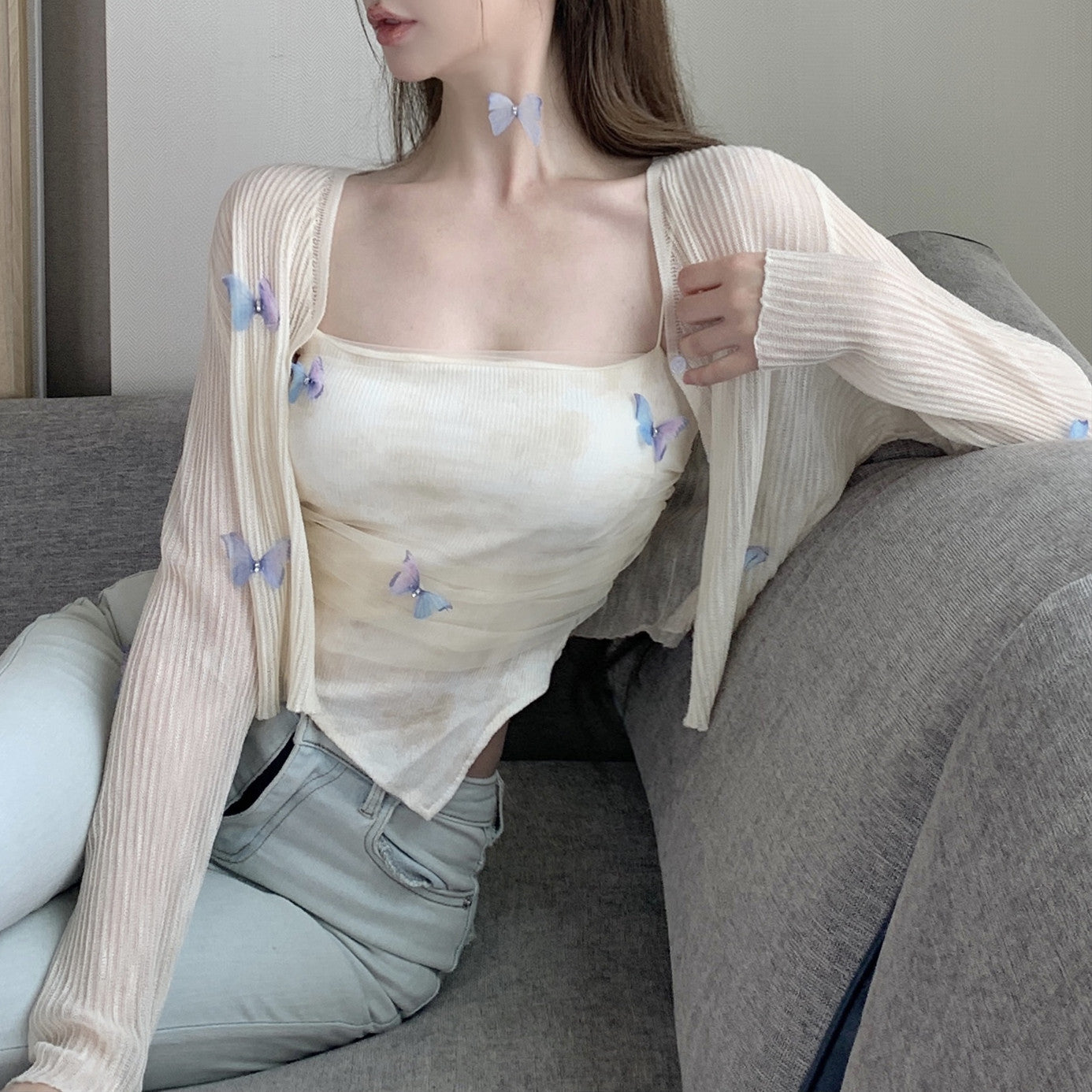 【Set】コート + キャミ重ね着2点セット W11940