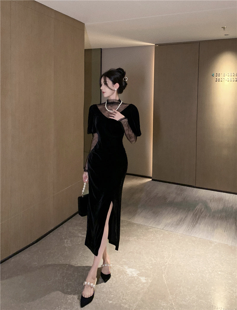 【Dress】フェイクレイヤードワンピース W13803