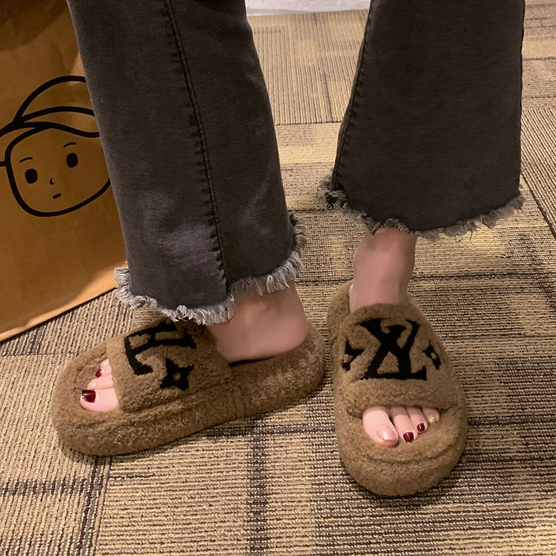 【Shoes】新入荷~疲れない厚底ラムウールスリッパ Z-6485