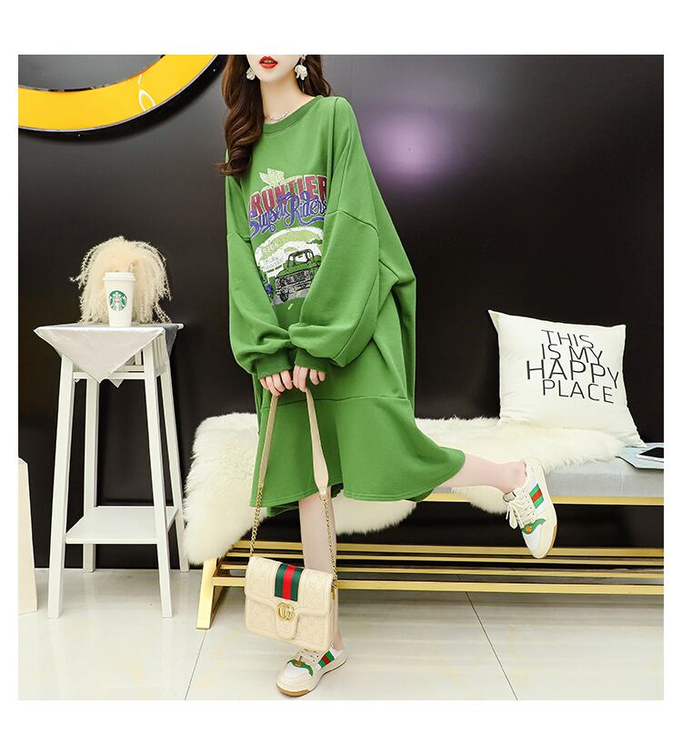 【dress】美人度アップ!カートゥーンカジュアルワンピースゆったり2色