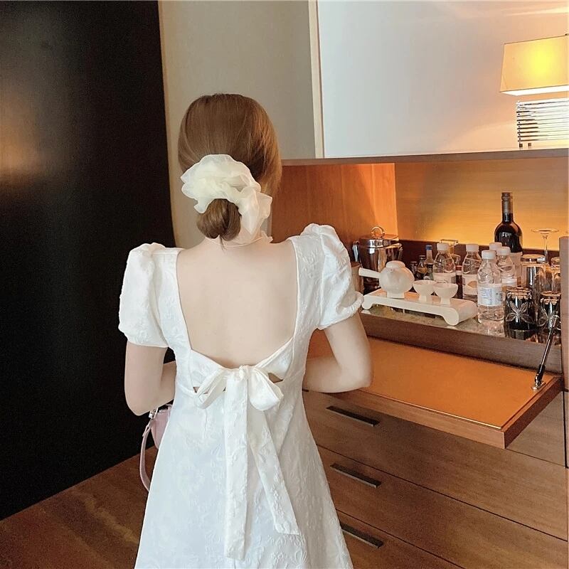 【dress】美人度アップレトロセクシースウィート森ガールパフスリーブスカート