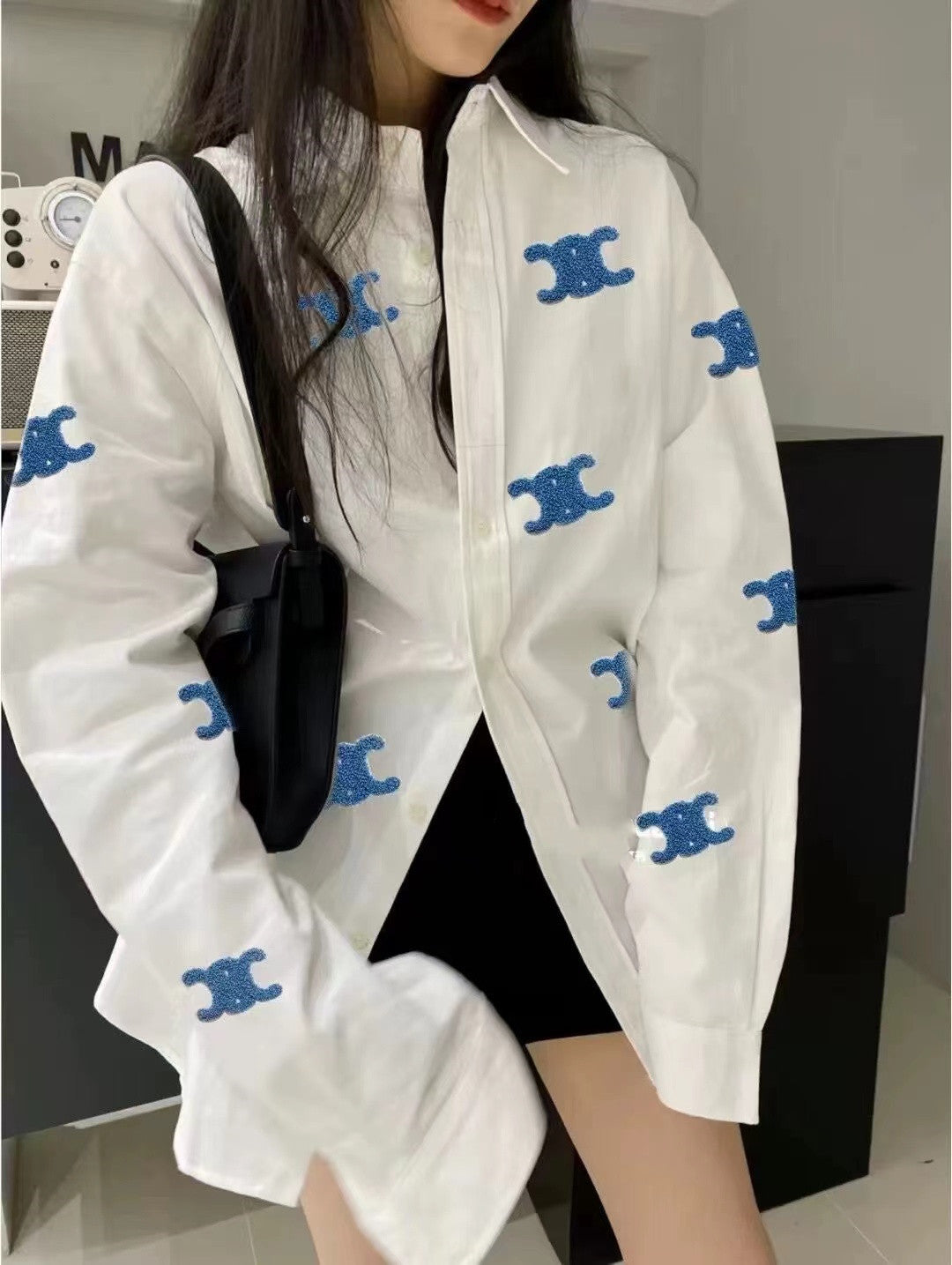 【Tops】4色選択可ゆったりシャツ W11152