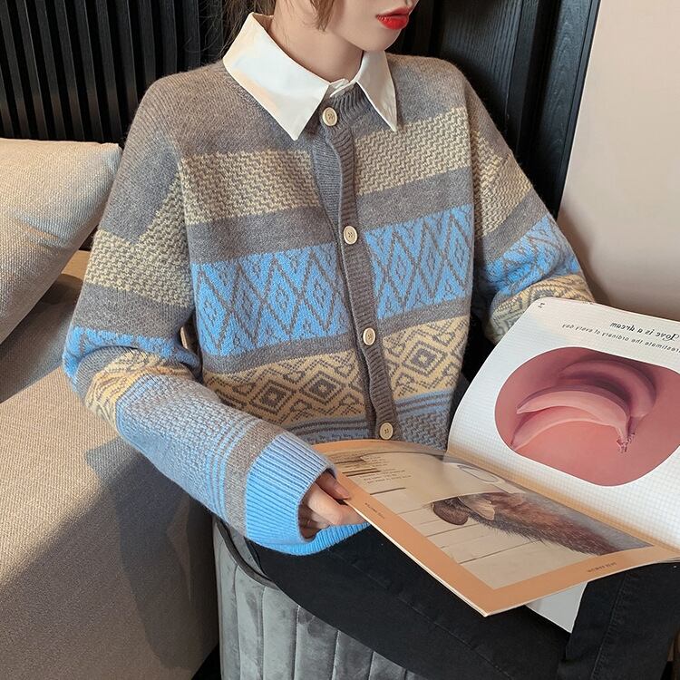 【outer】森ガール大好評レトロニットカーディガン2色