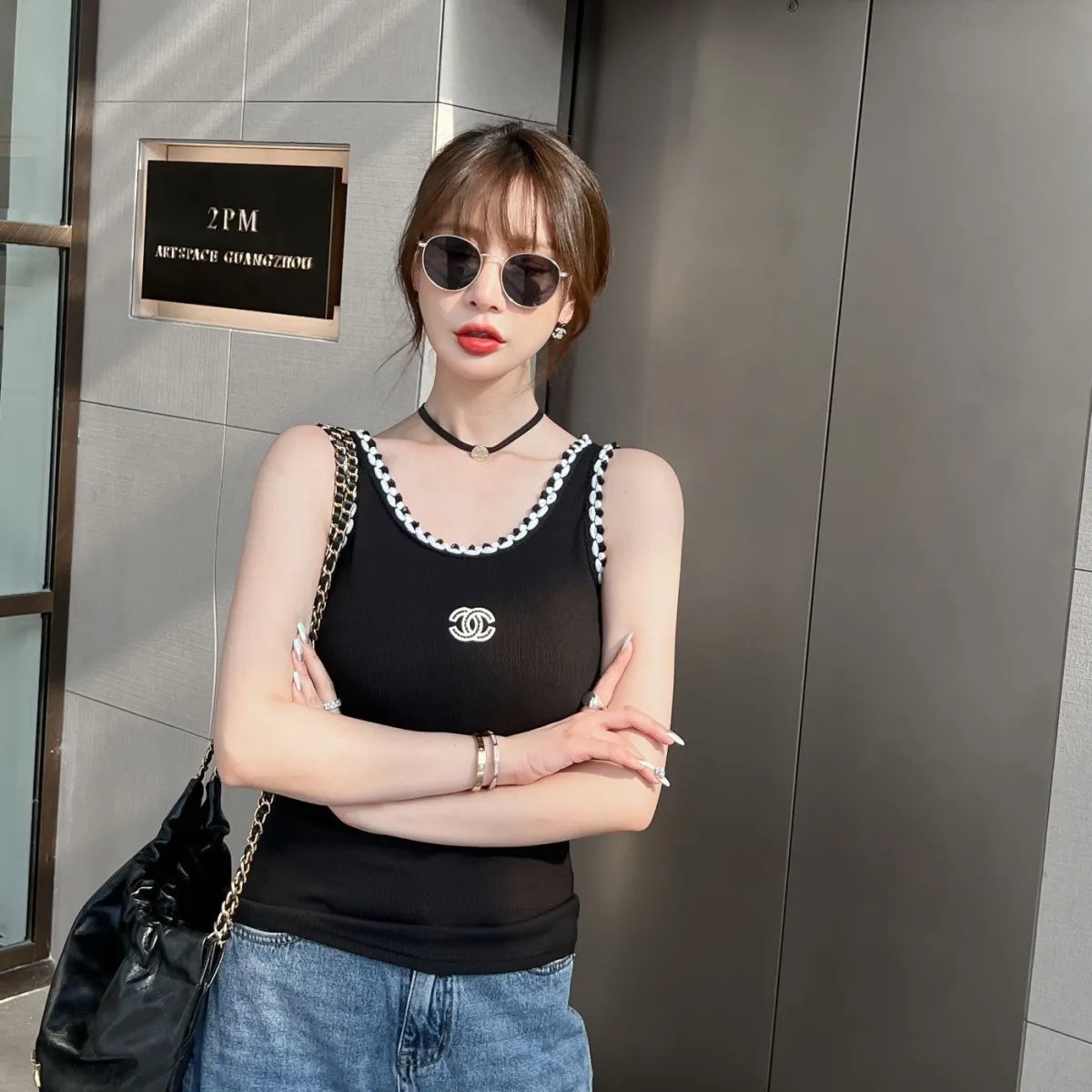 【Tops】配色タンクトップ W12517