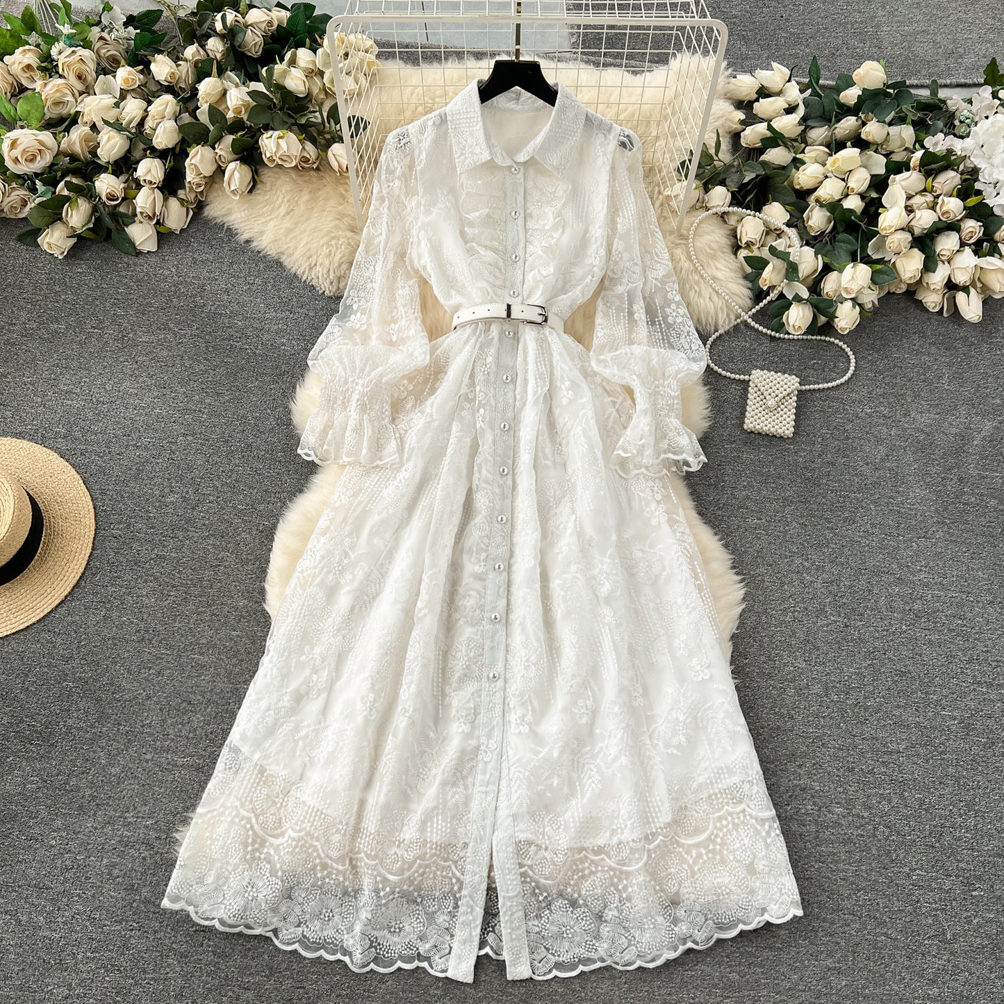 【Dress】ロング丈レースワンピース W14440
