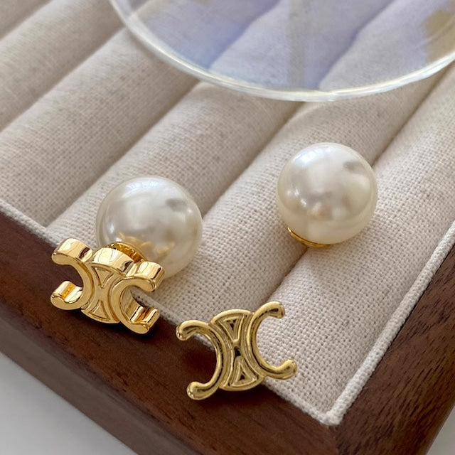 【雑貨】ビーズ英字柄ピアス W10904