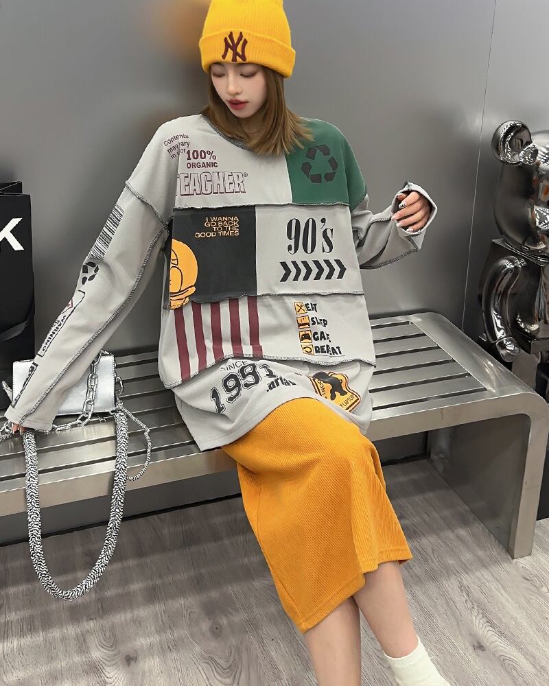 【tops】切り替えデザインスウェット T0158