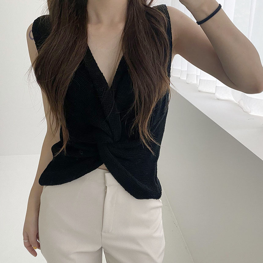 【Tops】3色展開ニットタンクトップ W13746