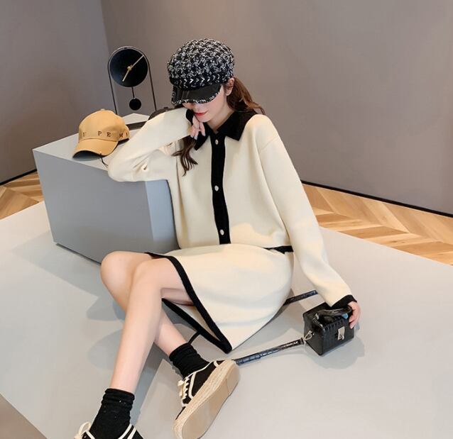 【set】韓国OLニットファッションカジュアルセット2枚セット