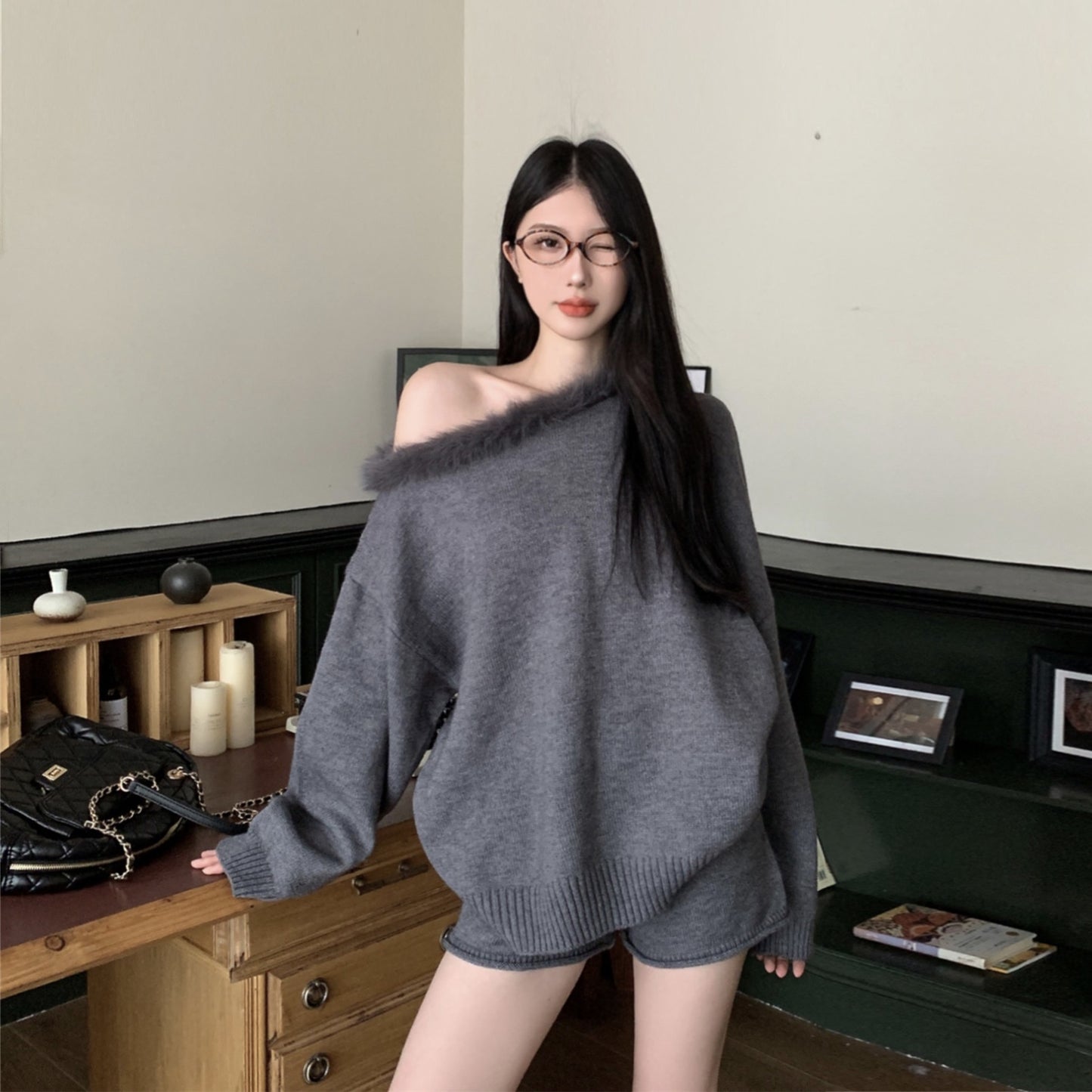 【Set】セーター+ショートパンツ2点セット W14664