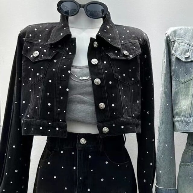 【Set】長袖デニムジャケット+スカートセットアップ W11758