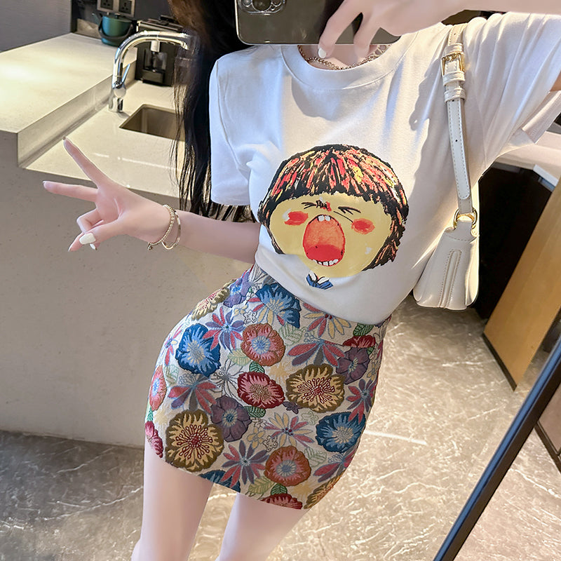 【Set】Tシャツ+スカート夏セット W11823