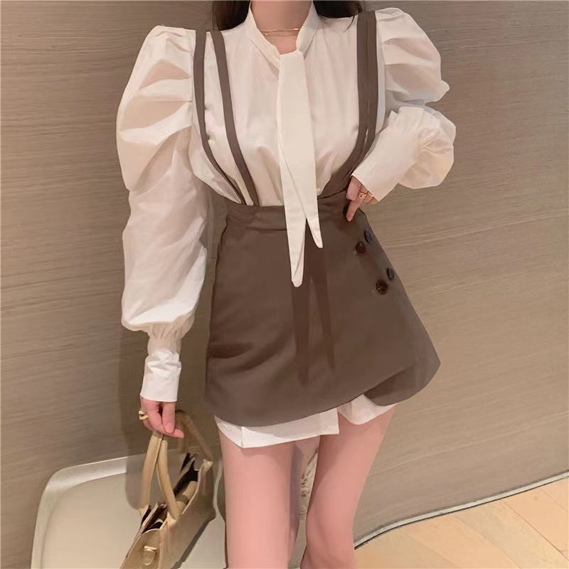 【Set】新入荷~シャツワンピース×スカート2点セット W9936