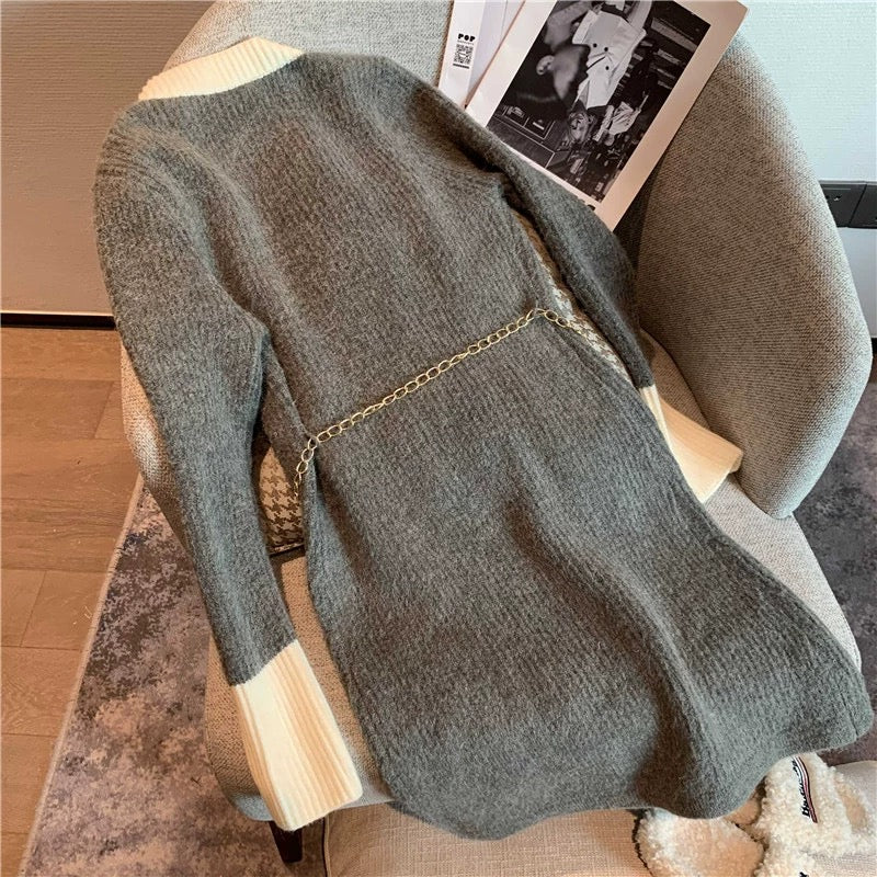 【Dress】ツイードニットワンピース W9678