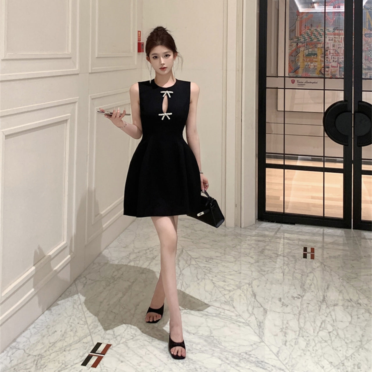 【Dress】オーポンリボンミニワンピース N3005