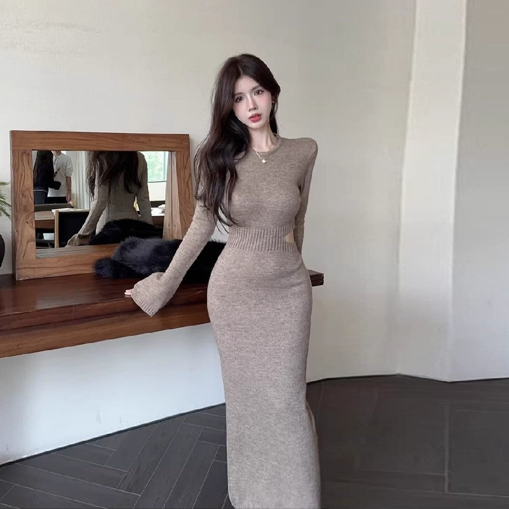 【Dress】透かし彫りニットワンピース Z7096